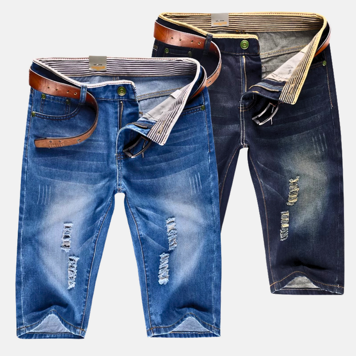 Eleena - Ridge Distressed Denim Shorts