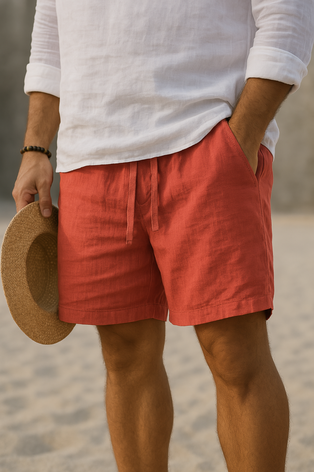 Kaleb - Elegant Linen Shorts With Elastic