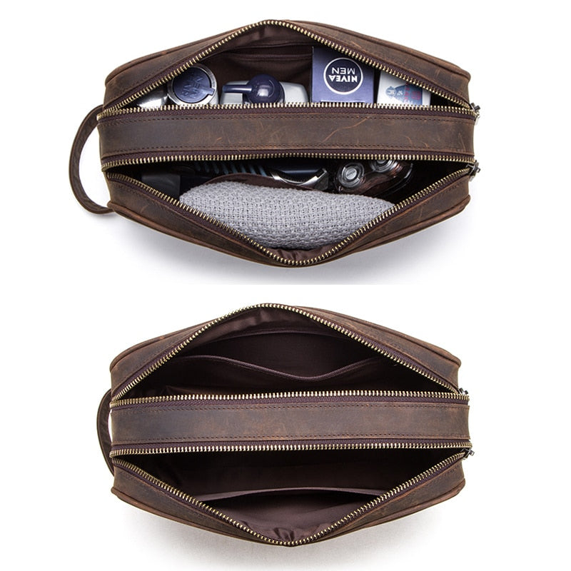 Crazy Horse Leather Toiletry Bag