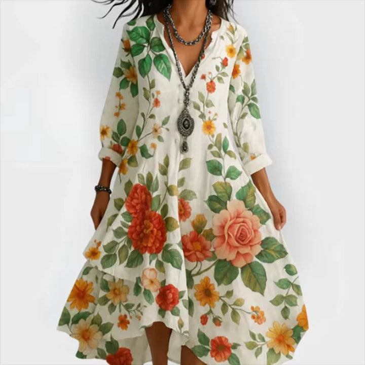 Shanae - Elegant Floral Midi Dress