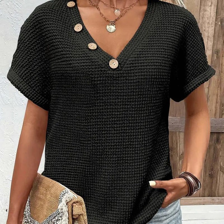 Lindse - Stylish Short Sleeve V-Neck Top