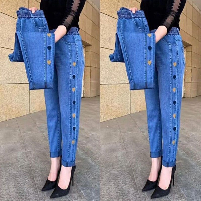 Norberta - Highly Elastic Jeans With Heart Pattern