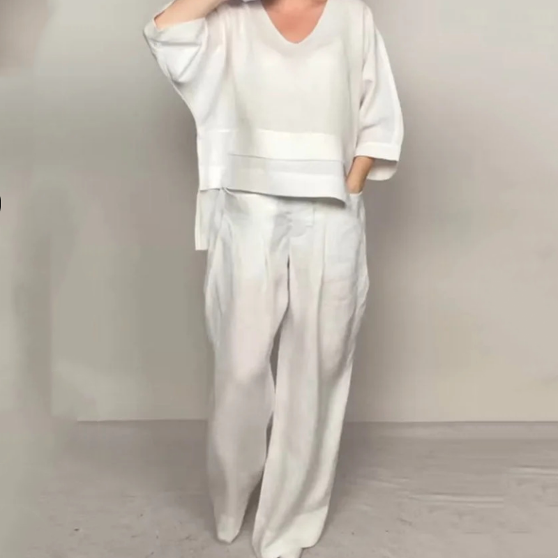 Ginevra - Comfortable Cotton And Linen Two-piece Set